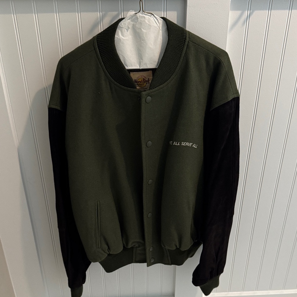 Red Rock Cafe Mexico Green and Black Varsity Jacket
